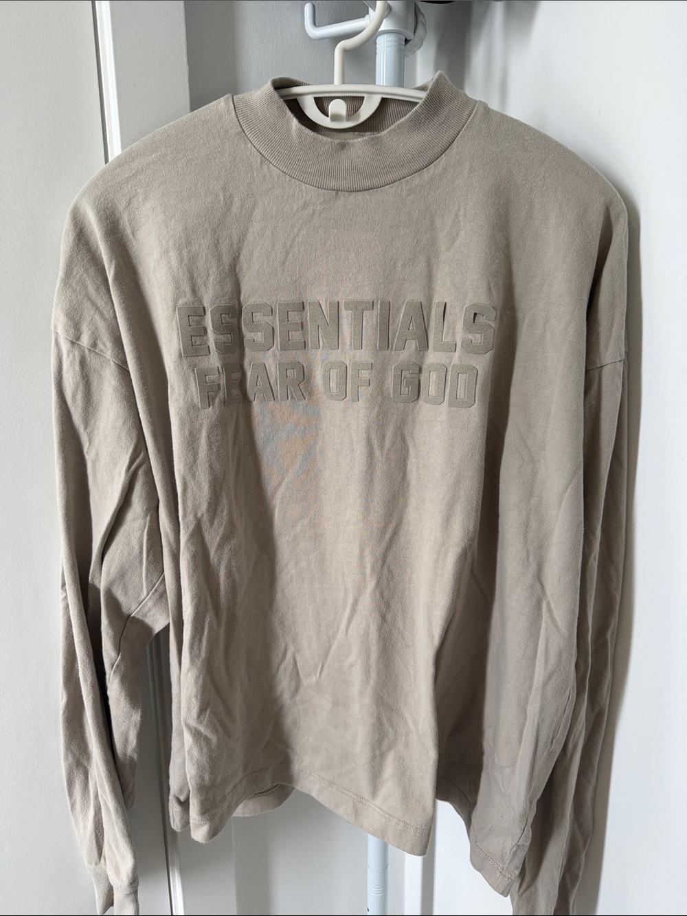 Fear of God essentials boys size Long-Sleeve Beige Sweatshirt